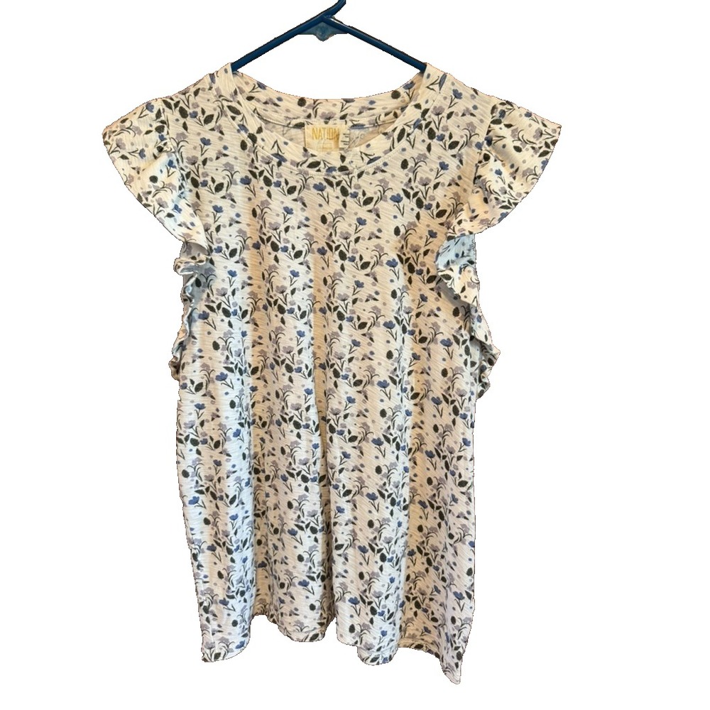 Nation Ltd Women's Paulette Floral Tank Top Size Large Pima Cotton Cottagecore